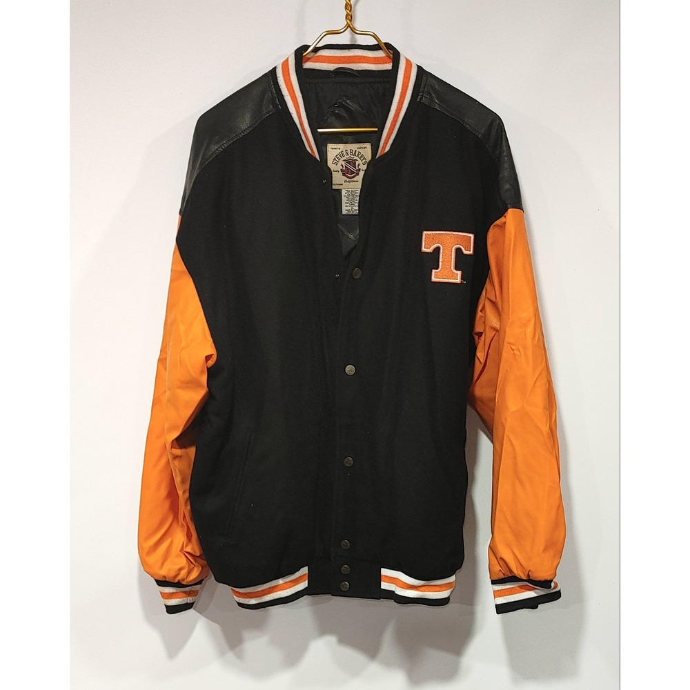 Steve & Barrys Tennessee Volunteers Varsity Jacket Mens XL Black Orange Good T